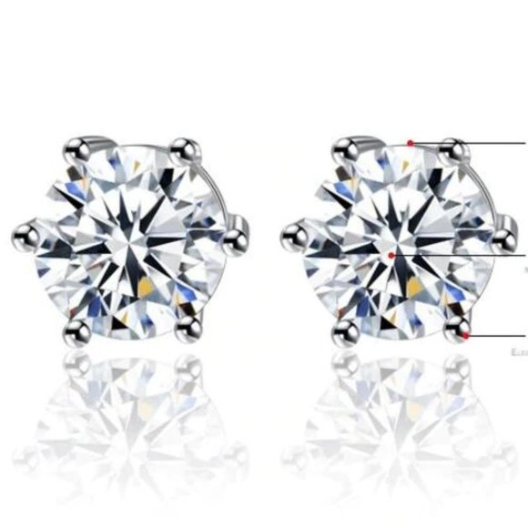 NEW 2 CT Solitaire Diamond Silver Stud Earrings - Picture 8 of 8